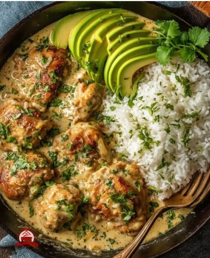 Delicious Coconut Chicken served in a creamy sauce, perfect for a quick dinner