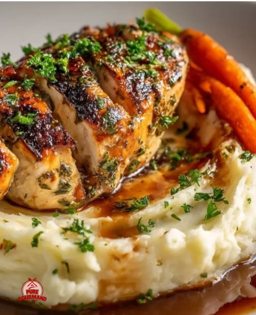 Delicious Garlic Herb Chicken served with fresh herbs and spices