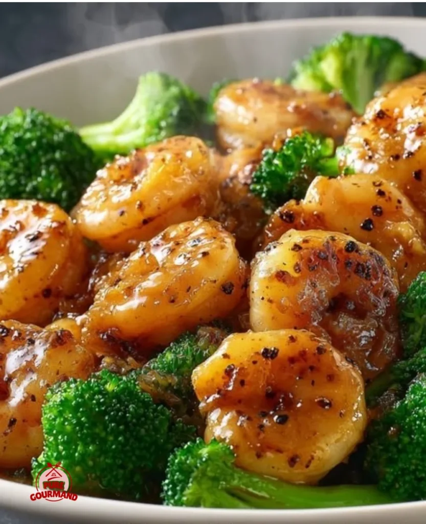 High-protein honey garlic shrimp dish served on a plate