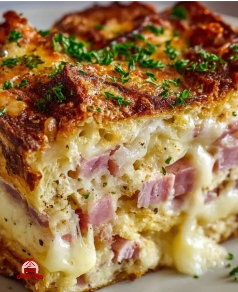 Delicious Monte Cristo breakfast casserole served on a brunch table