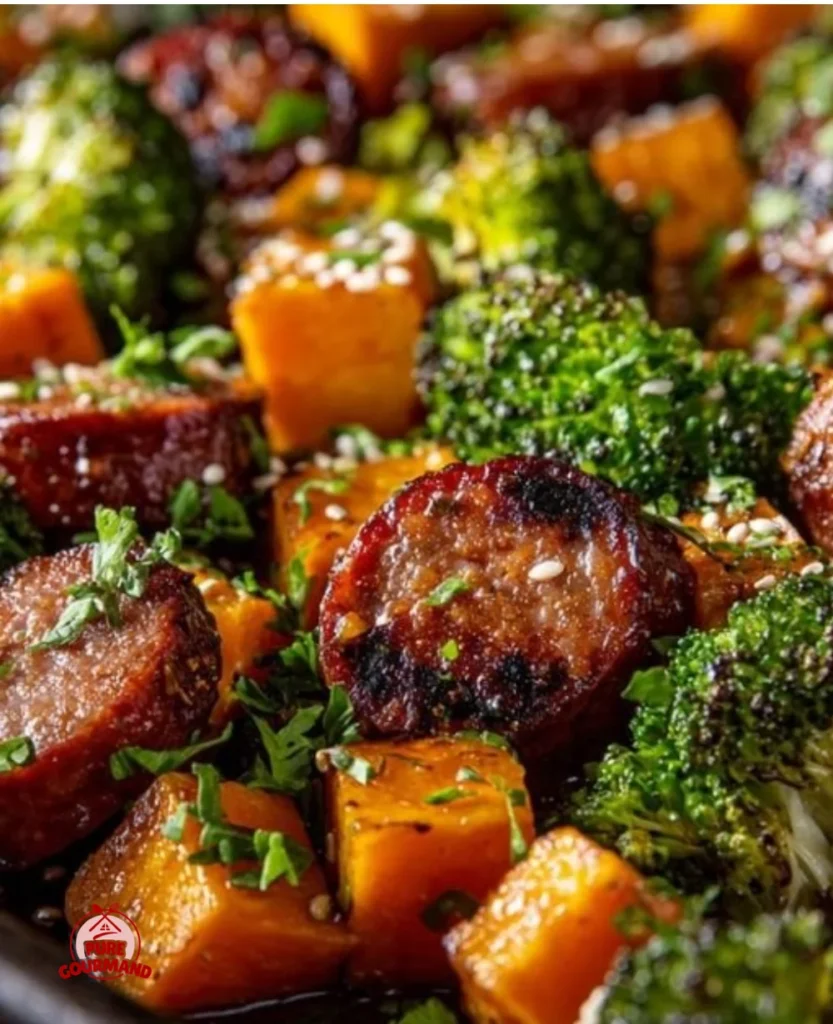 Sheet pan sausage and sweet potatoes recipe for an easy weeknight dinner