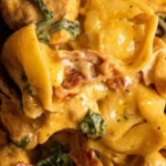 Creamy Chicken Tortellini dish served with garnishes