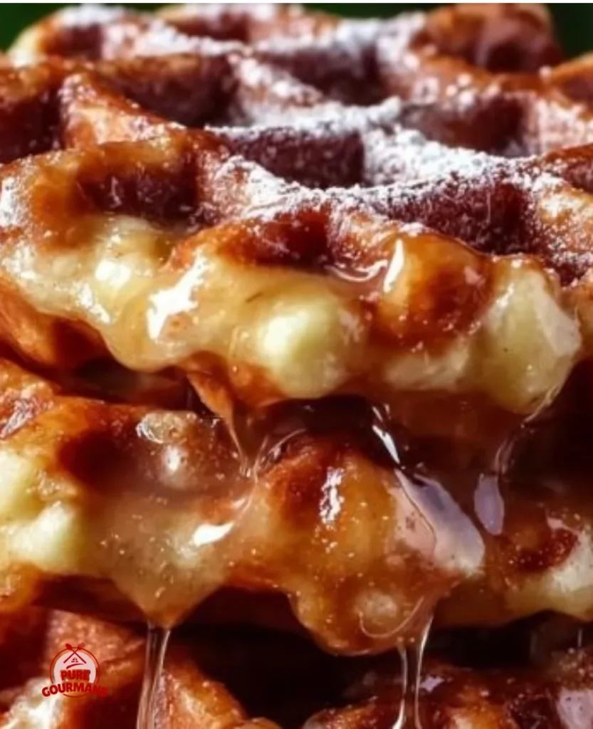 Delicious apple fritter waffle donuts coated in cinnamon-sugar