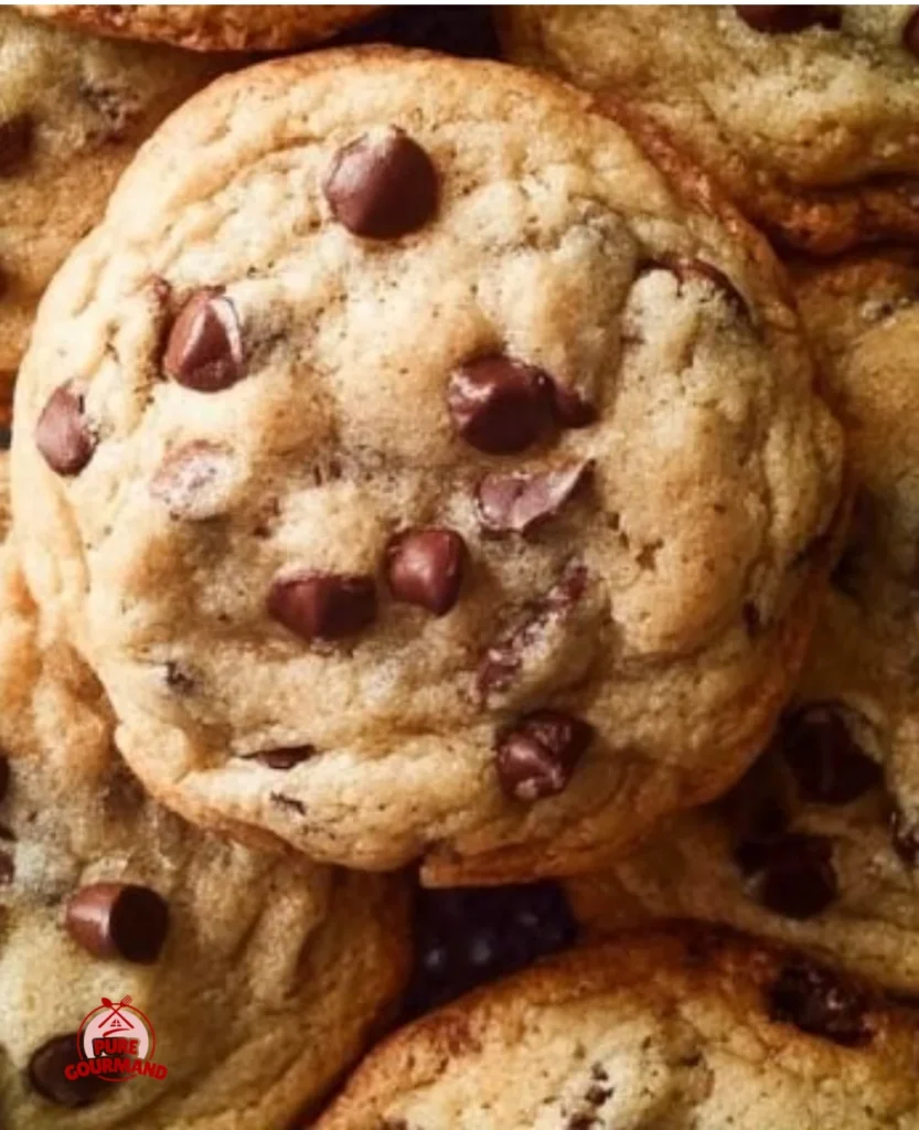 Freshly baked soft batch chocolate chip cookies on a cooling rack