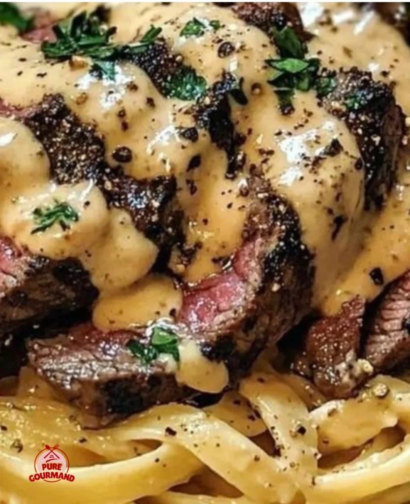 Cajun-Spiced Steak with Alfredo Linguine, a creamy and spicy comfort dish