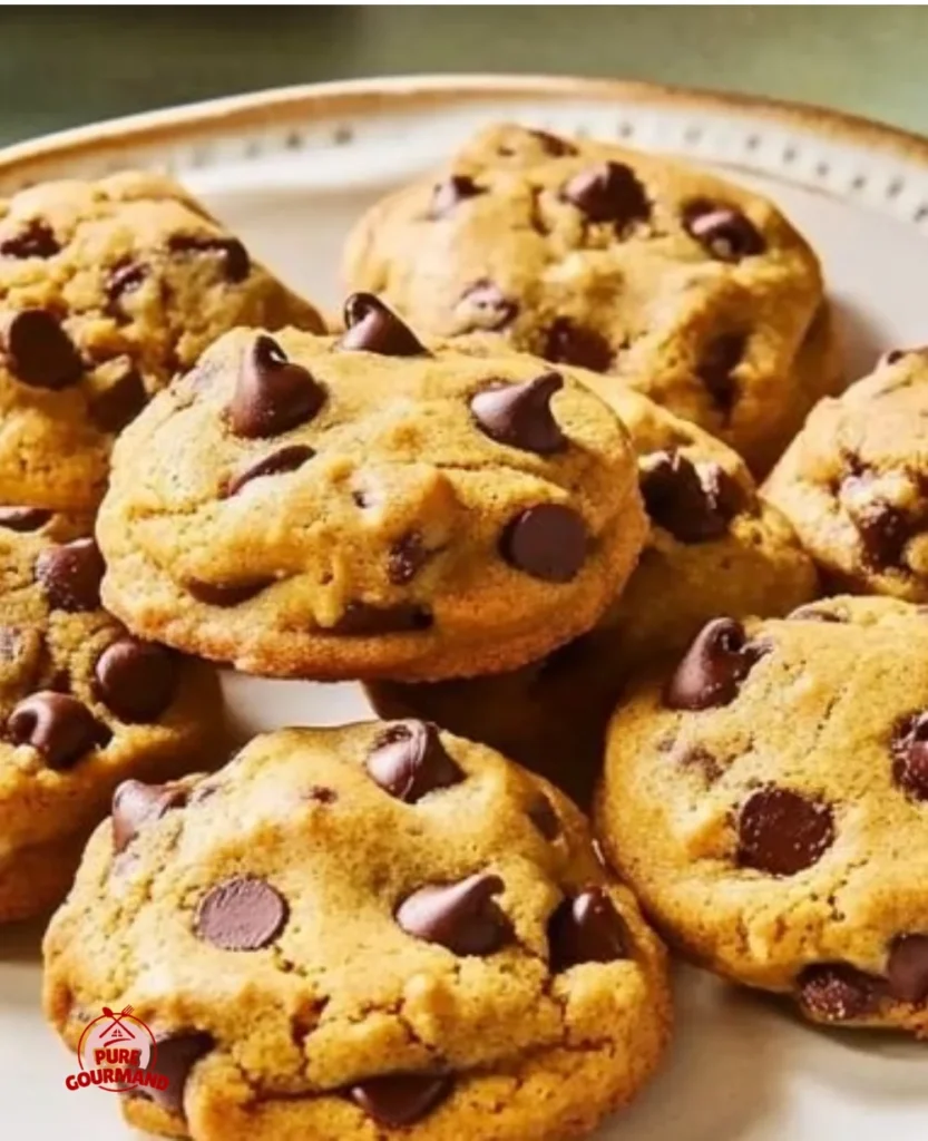 Cozy pumpkin chocolate chip cookies fresh out of the oven, autumn treat.