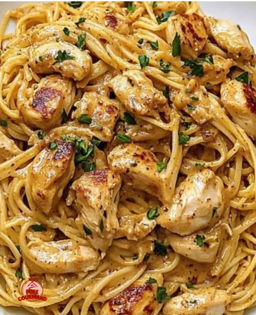 Cozy weeknight quick linguine with chicken recipe on a plate