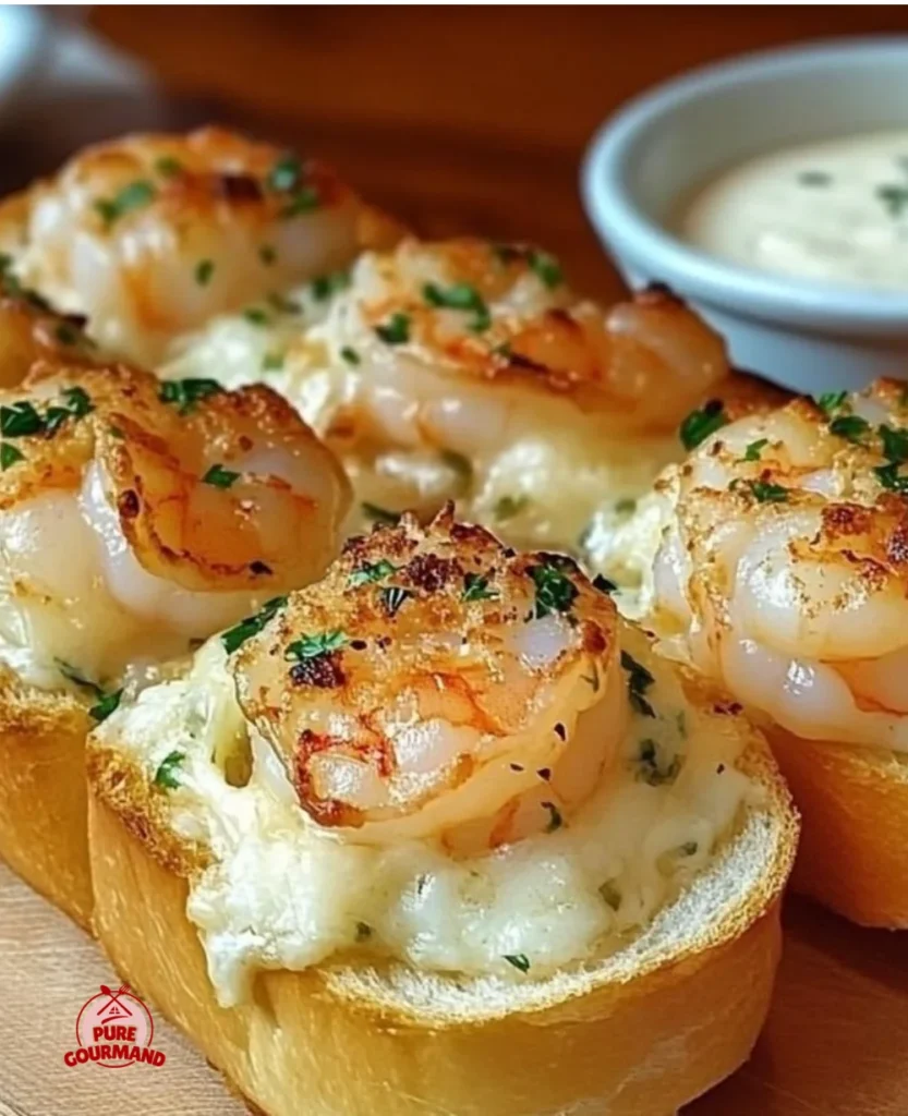 Crabby Shrimp Stuffed Garlic Bread Bombs with shrimp and garlic on a plate
