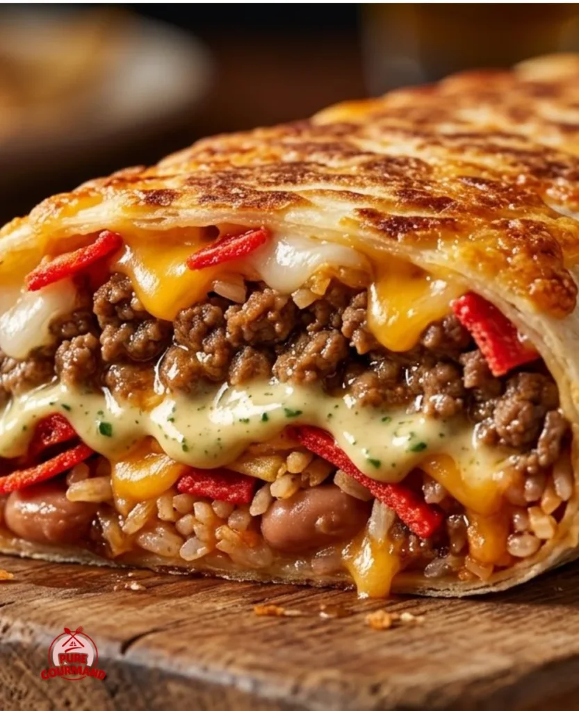 Delicious grilled cheese burrito with gooey cheese and melty goodness
