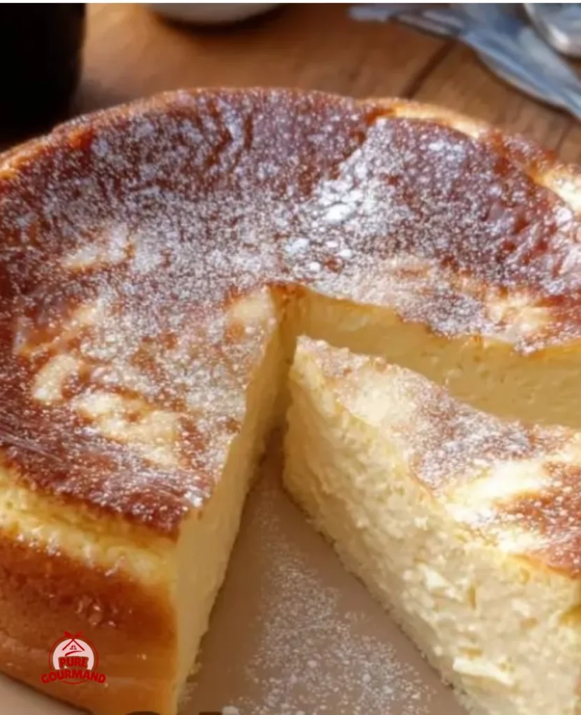 Creamy yogurt cake topped with fresh fruits and a dollop of cream