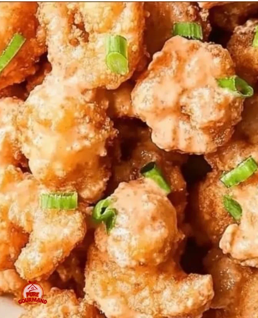 Crispy Air Fryer Bang Bang Shrimp served with spicy sauce