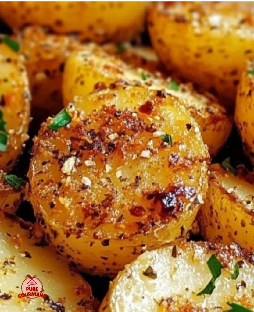 Crispy air fryer sliced potatoes served on a plate