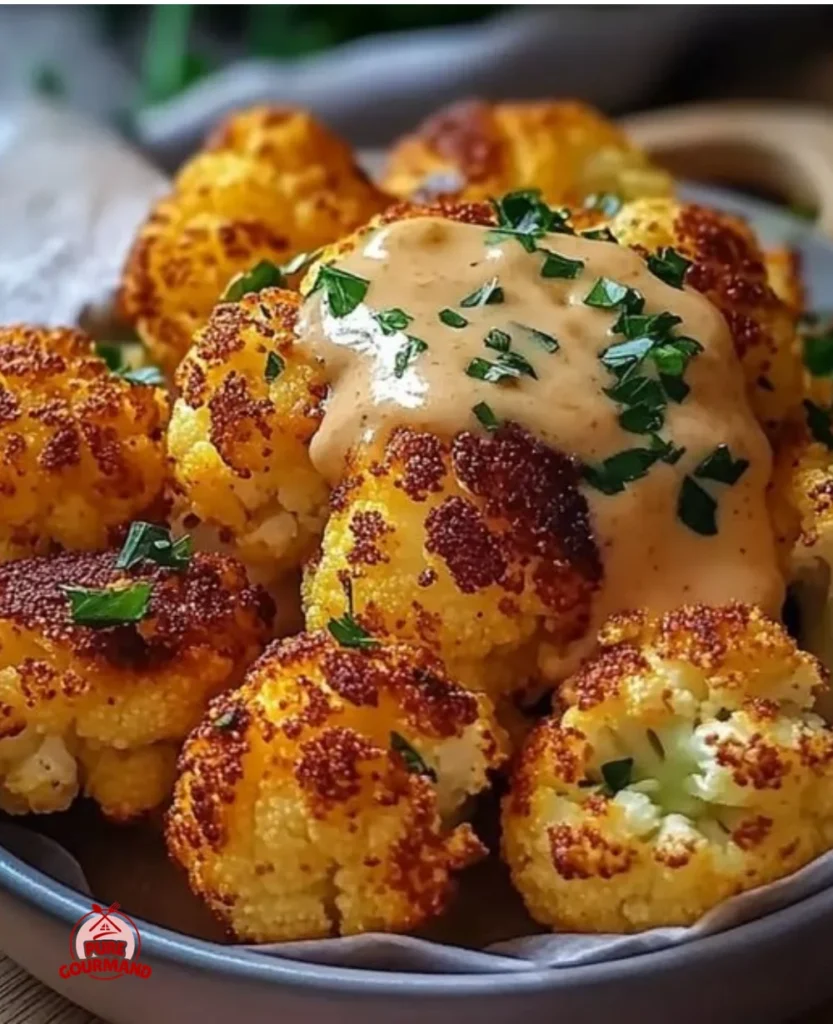 Crispy air-fried keto cauliflower bites served as a healthy snack option