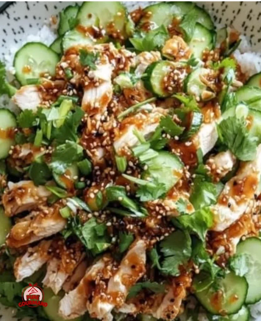 Crispy Rice Chicken Cucumber Salad with vibrant vegetables and crunchy rice