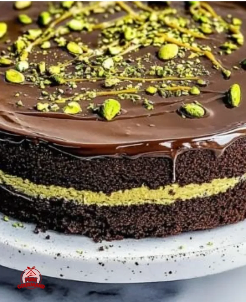 Delicious Dubai Chocolate Cake with creamy pistachio filling