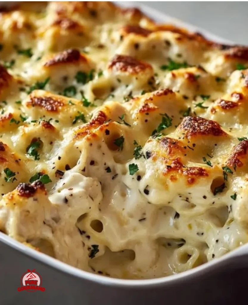 High protein chicken alfredo bake ready for meal prep
