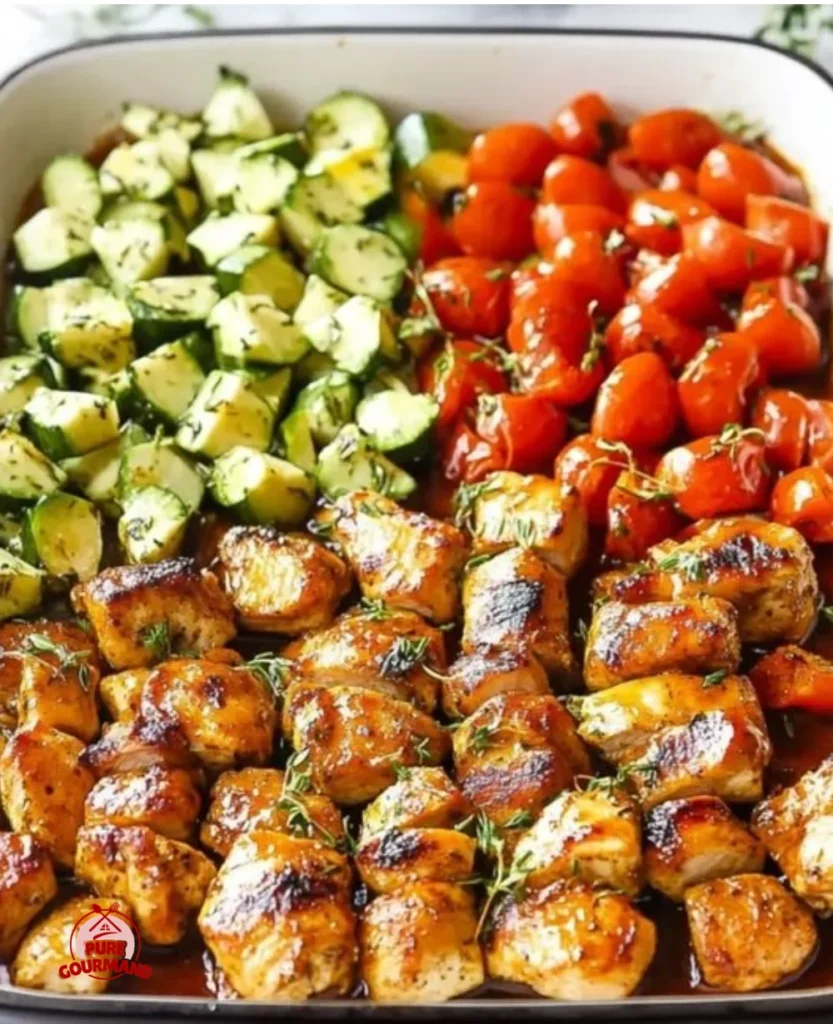 Honey mustard chicken served with roasted vegetables on a plate