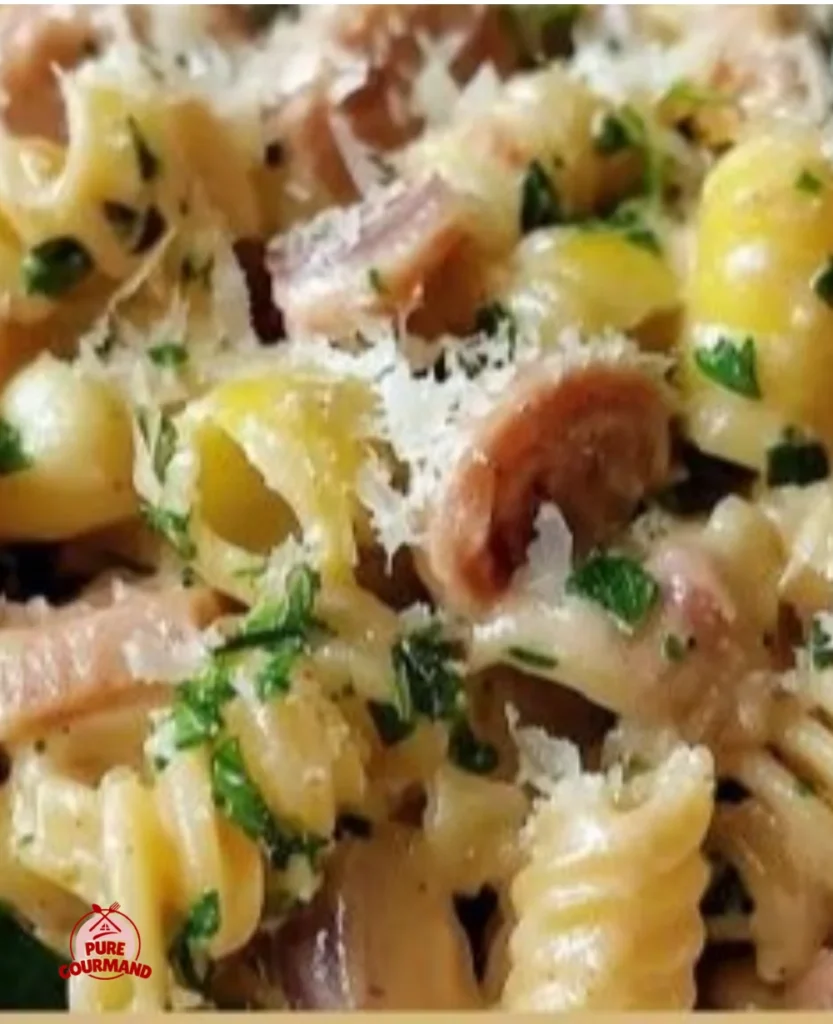 Delicious Italian pasta salad with fresh vegetables and vibrant dressing