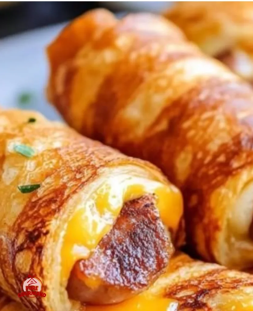 Delicious pigs in a blanket served for a cozy breakfast treat