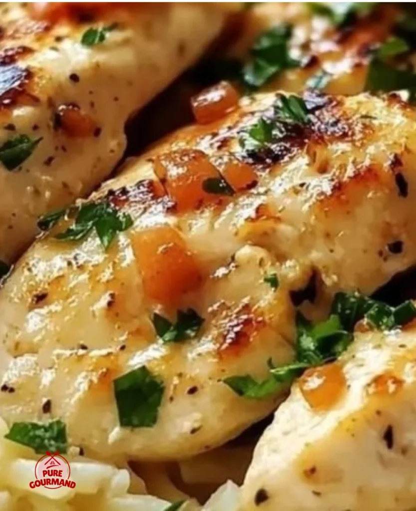 Easy Chicken Scampi served with Garlic Parmesan Rice for a flavorful dinner