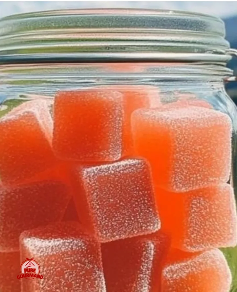 Homemade sour watermelon gummies ready to be enjoyed in a colorful bowl.