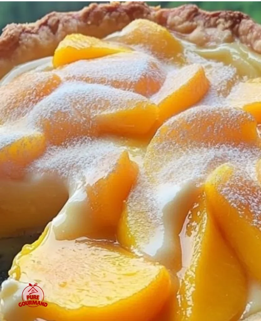 Easy Peaches and Cream Pie with fresh peaches and creamy filling