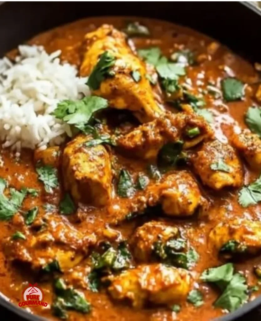 Delicious Ethiopian Berbere Chicken Curry served in a bowl, surrounded by spices.