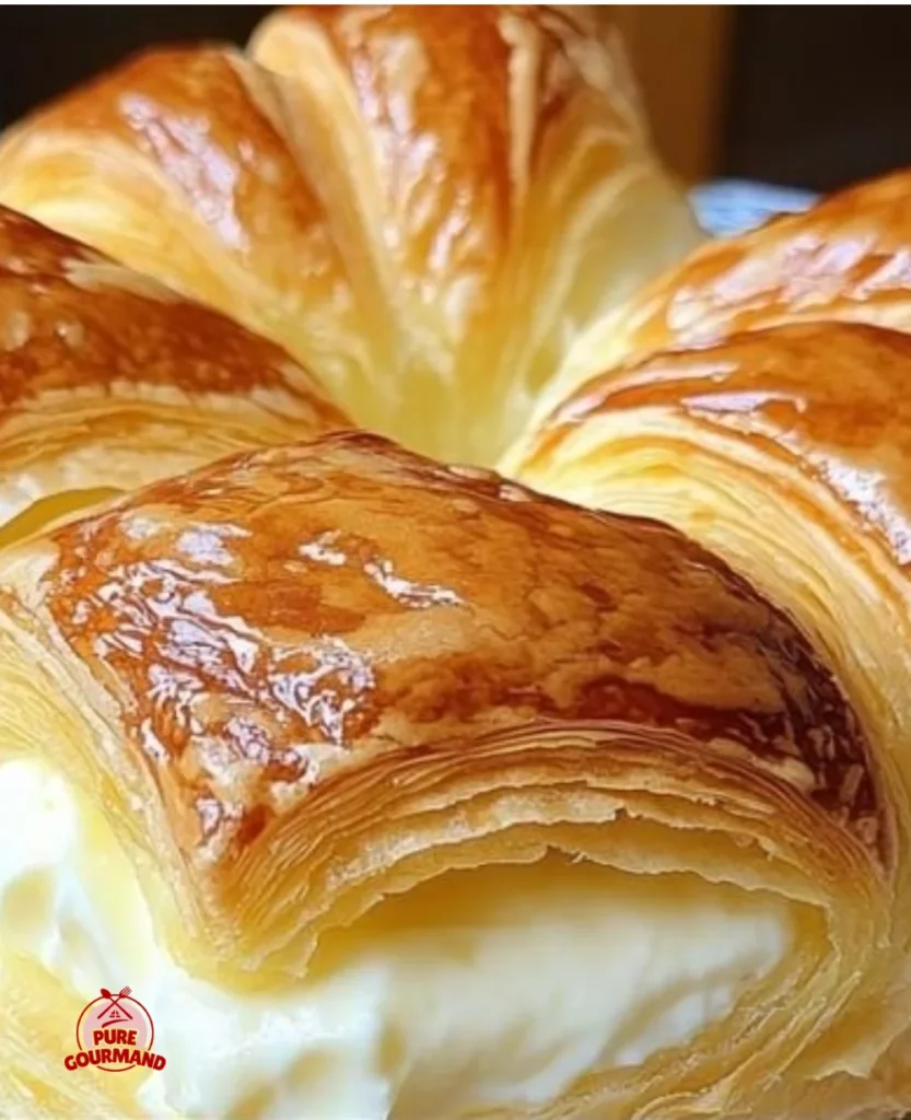 Flaky puff pastry cream cheese Danish on a plate, a delicious weekend treat.