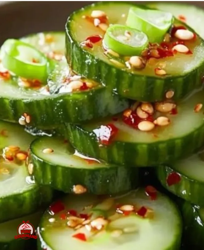 Fresh Cucumber Salad inspired by Din Tai Fung, garnished and ready to serve.