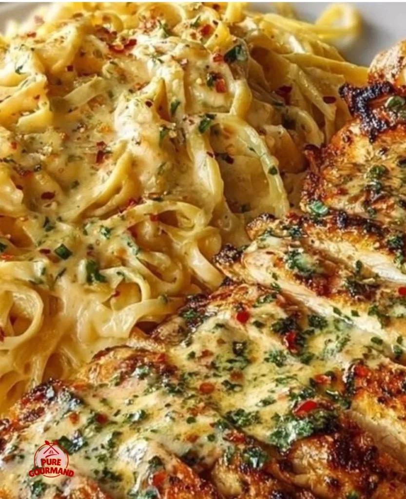 Delicious Garlic Parmesan Chicken Pasta in spicy Cajun cream sauce served in a bowl