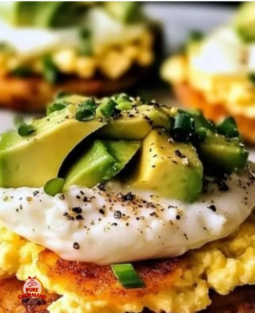 Delicious hash browns served with fluffy scrambled eggs for a cozy breakfast.