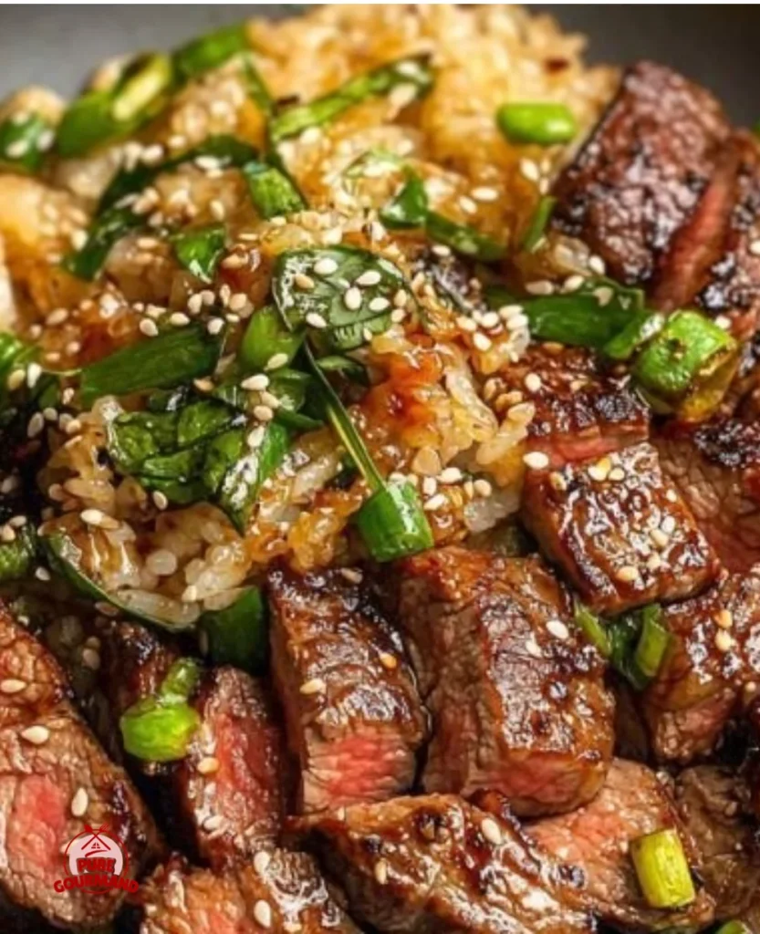 Hibachi Steak grilled at a Japanese restaurant