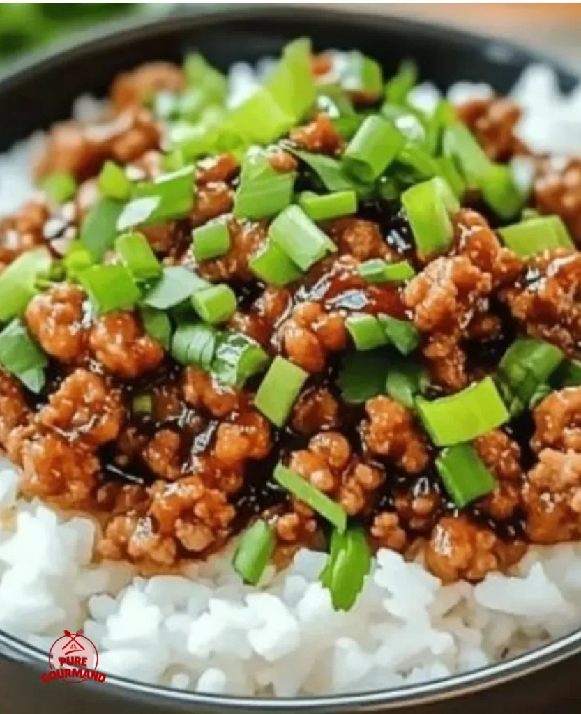 Delicious honey garlic ground turkey served with vegetables on a plate