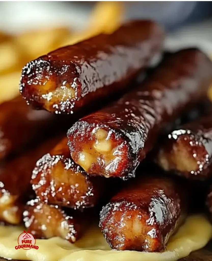 Delicious baked hot dog burnt ends served on a plate