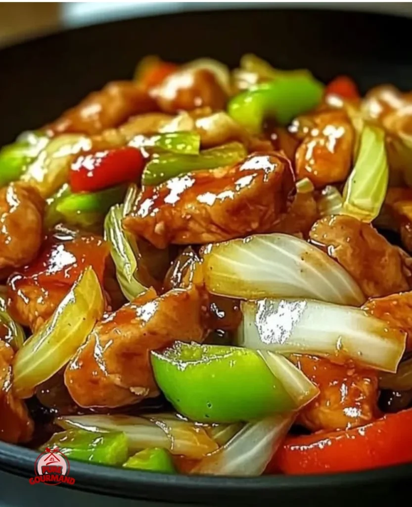Delicious Chinese Chicken Stir Fry with cabbage served on a plate