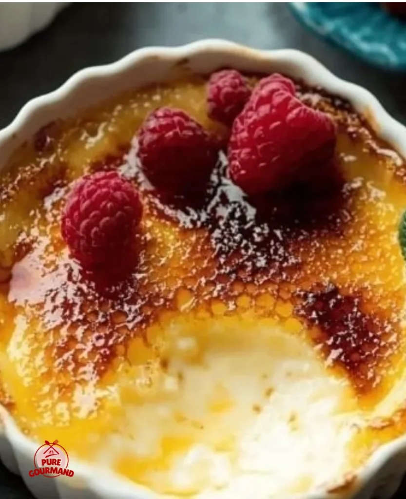 Delicious homemade crème brûlée with a caramelized sugar topping