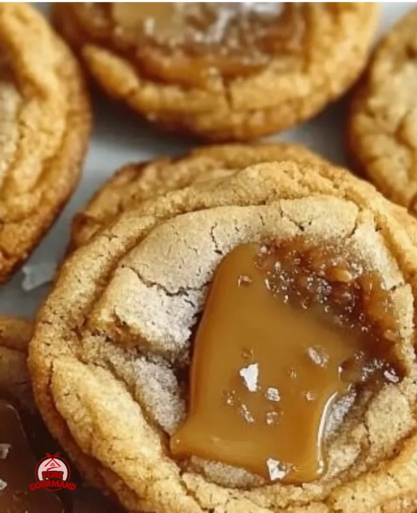 Delicious salted caramel cookies with a sprinkle of sea salt on top