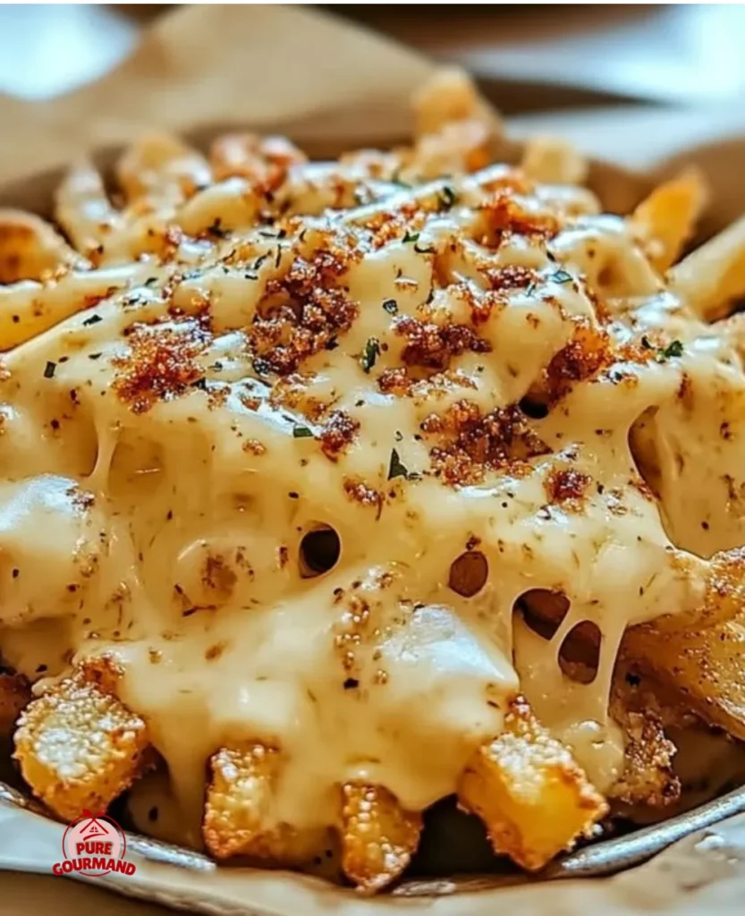 Deliciously cheesy Louisiana Voodoo Fries topped with flavorful spices.