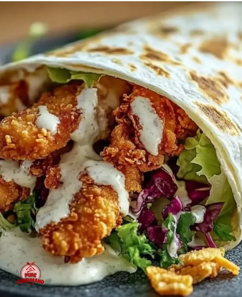 Irresistibly crispy chicken ranch snack wrap on a plate