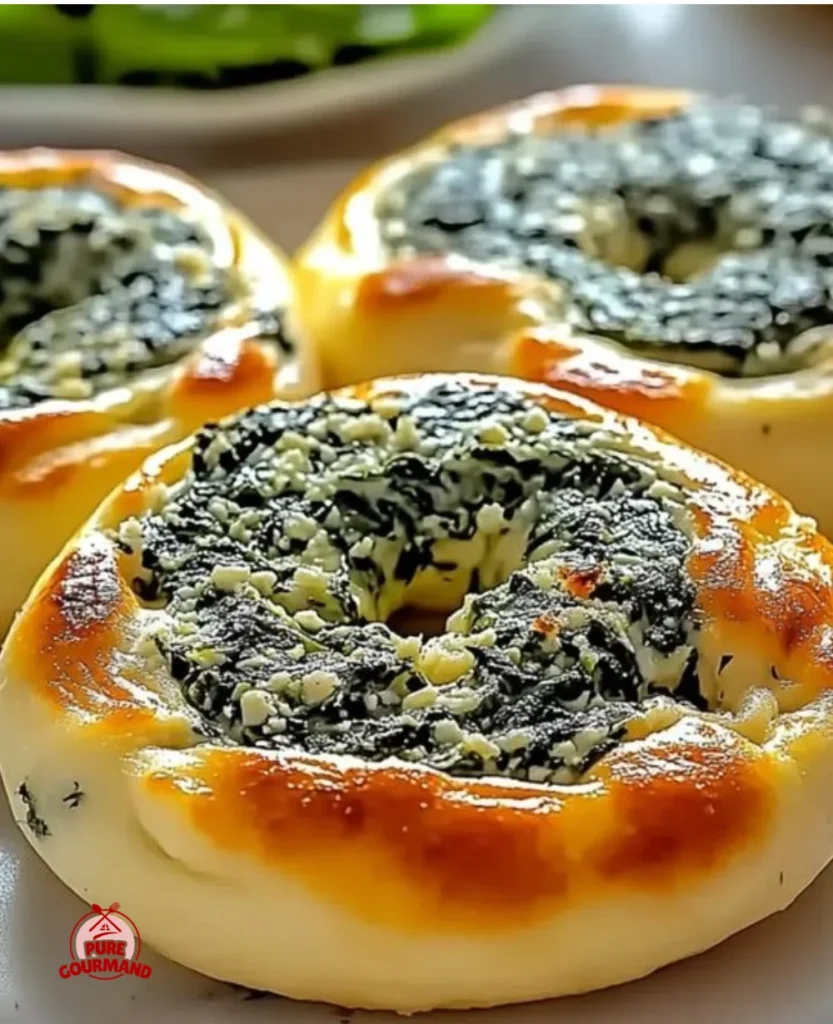 Delicious spinach cottage cheese flagels ready to be enjoyed