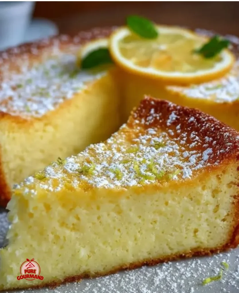Delicious Lemon Creamy Cake topped with fresh lemon zest and whipped cream