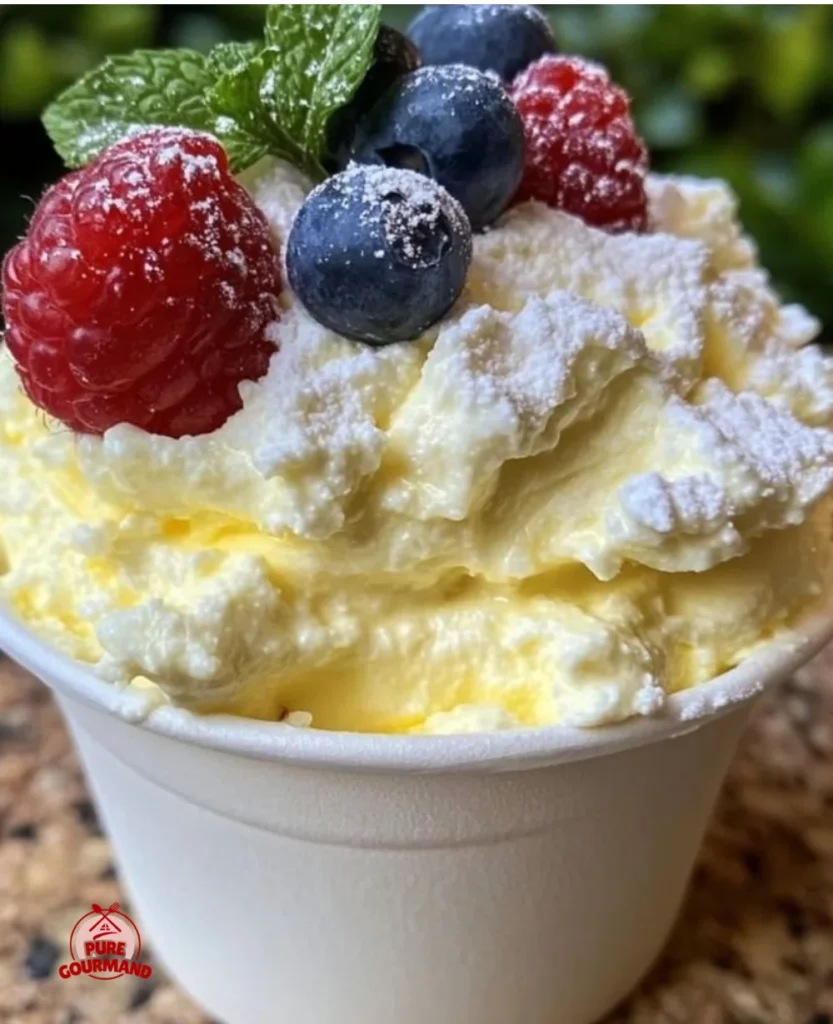 Lemon Ricotta Delight topped with fresh zest and herbs, a creamy dessert
