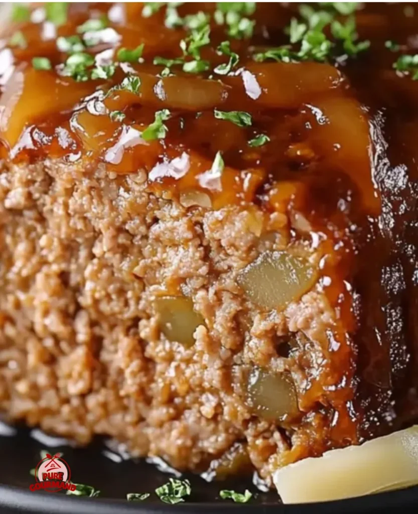 Delicious Lipton onion soup meatloaf served with a side of vegetables.