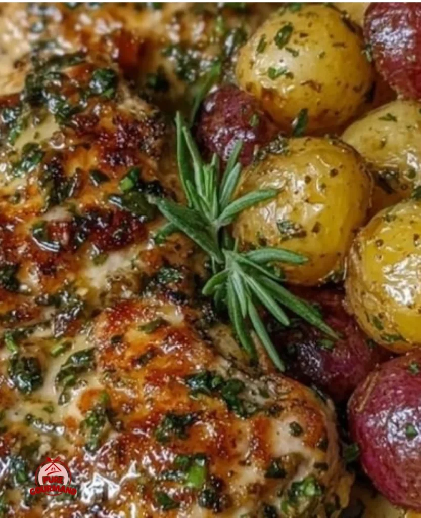 One-Pan Cowboy Garlic Chicken with Potatoes ready to serve