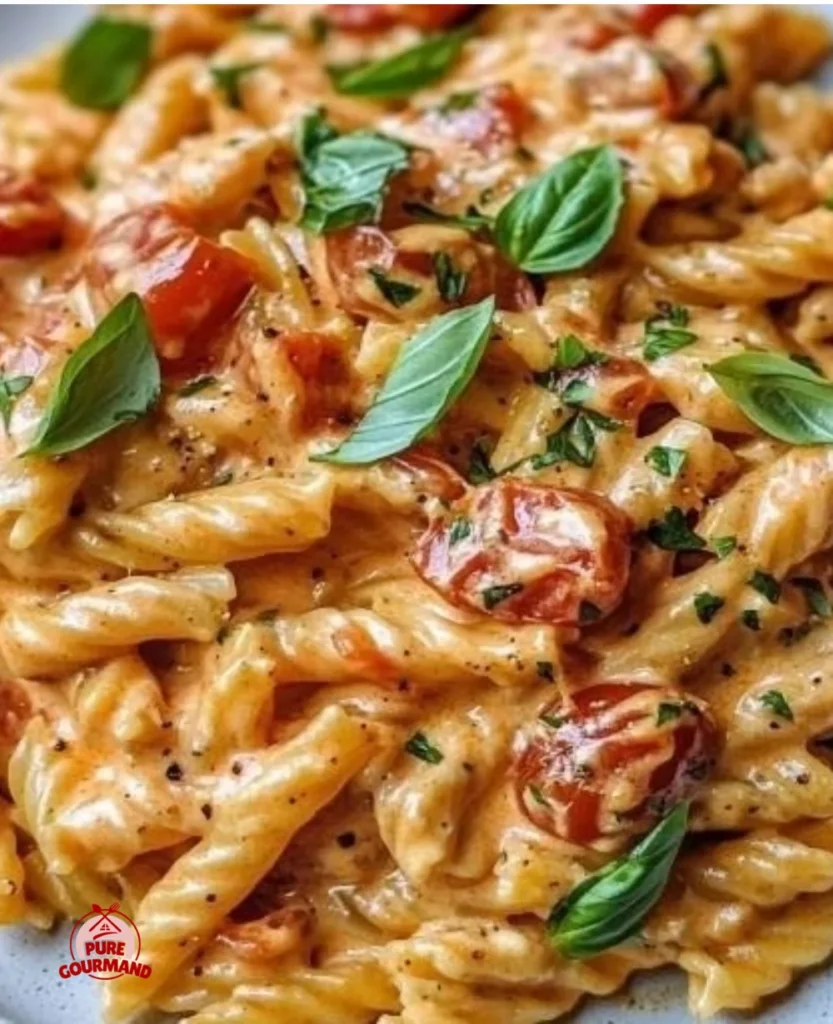One Pan Creamy Tomato Pasta in a skillet, ideal for weeknight dinners