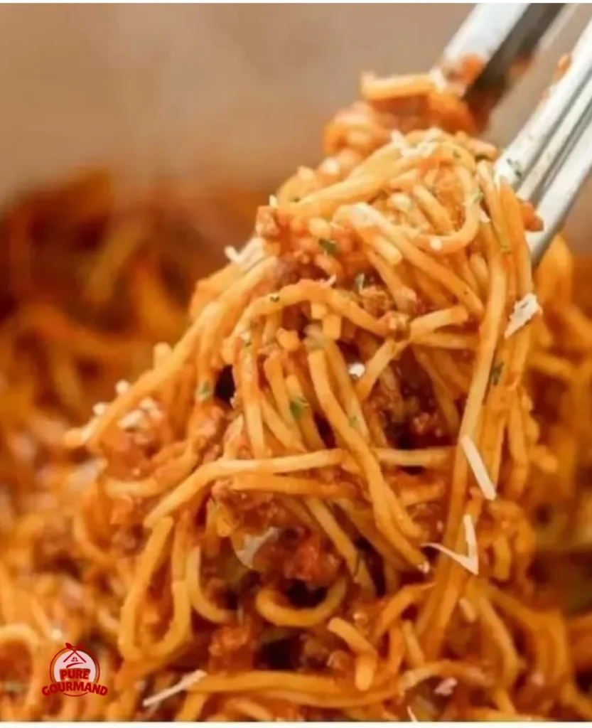 One Pot Spaghetti meal served in a pan for easy weeknight cooking.