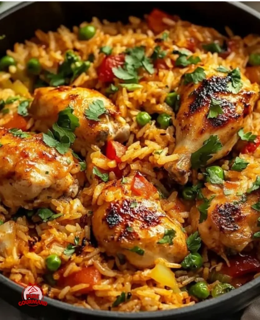 One Pot Nando’s chicken and rice meal with vibrant spices and ingredients