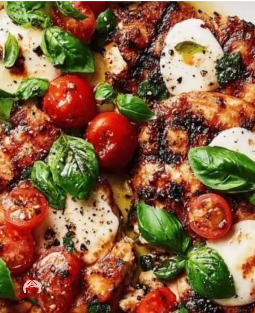 Savory Caprese Chicken Saltimbocca served with fresh basil and mozzarella