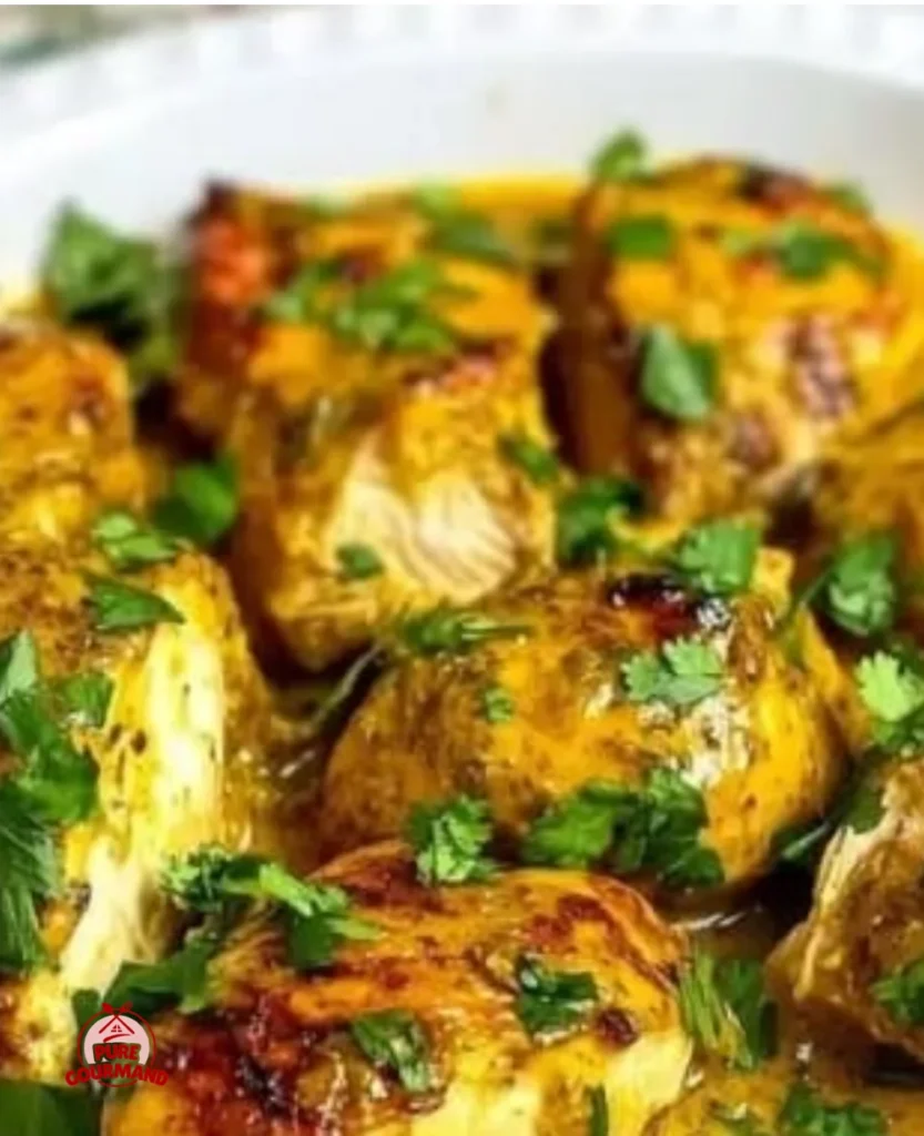 Spicy Brazilian Coconut Chicken served on a rustic table, showcasing vibrant colors and textures.