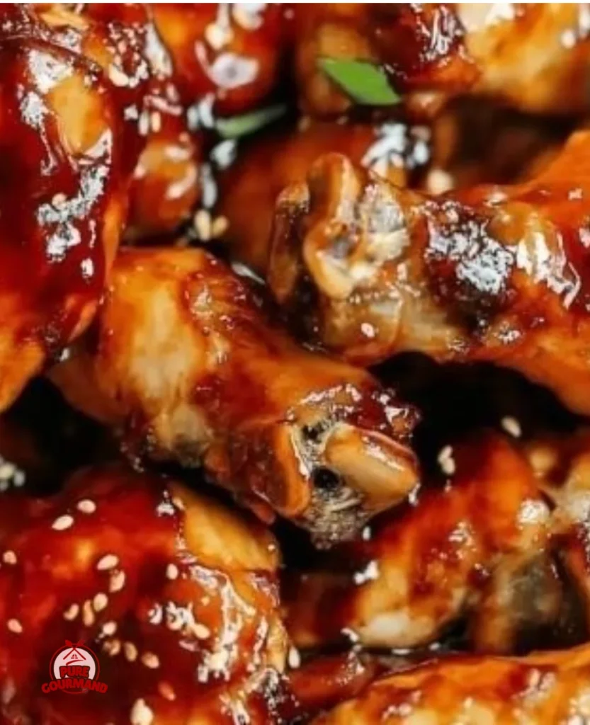Sticky Asian Chicken served on a plate with colorful vegetables.